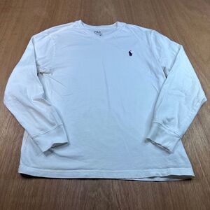 Ralph Lauren Youth Large 14-16 White Long Sleeve Shirt Pony Logo Cotton